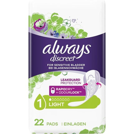 Absorbante Always Discreet pentru slăbiciune vezicală, 22 bucăți