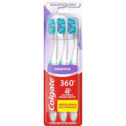 Periuță de dinți Colgate 360 Deep Clean Extra Soft, set 3 bucăți, albastru