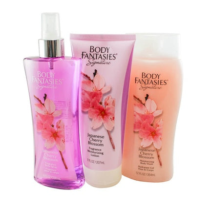 Set Cadou Parfum Body Fantasies Signature Japanese Cherry Blossom, 3 Bucăți (Spray, Loțiune, Gel de Duș)