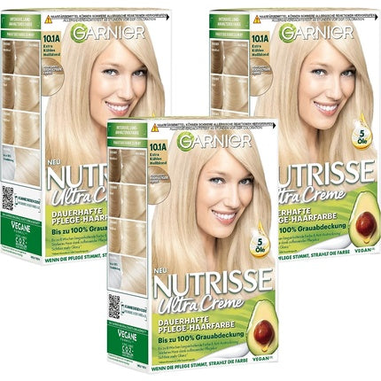 Vopsea de păr permanentă Garnier Nutrisse Ultra Crème 10.1A Extra Cool Blonde