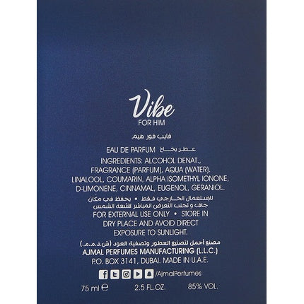 Ajmal Vibe Him Eau De Parfum, albastru, 90ml
