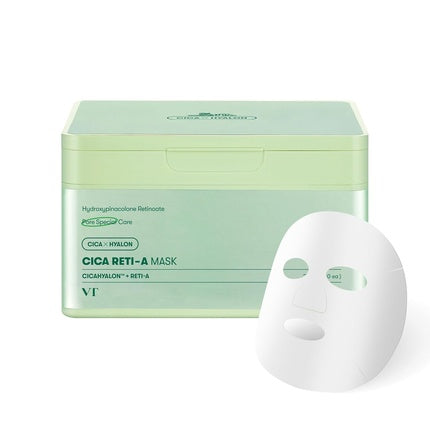 Folie Facială VT Cosmetics Cica Reti-A Mask, cutie cu 30 bucăți, verde