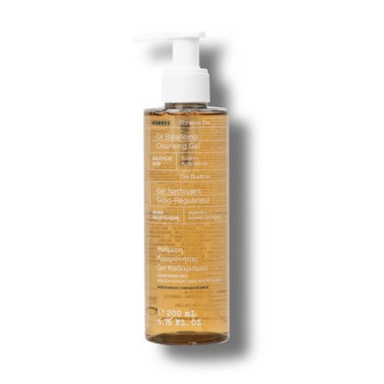 Gel de curățare Korres Olympus Tea Oil Balancing, 200ml, sticlă transparentă cu pumpă albă