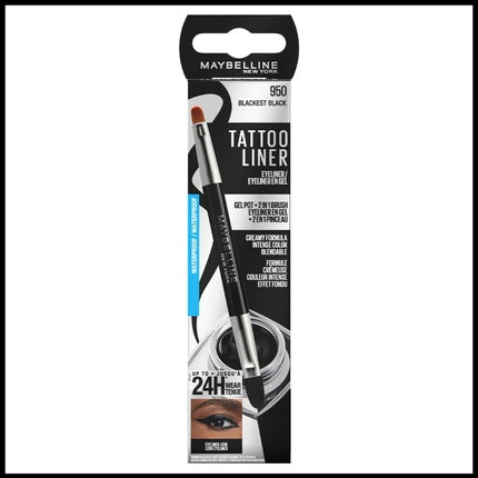 Eyeliner Gel, Maybelline New York, Waterproof, 950 Negru Intunecat