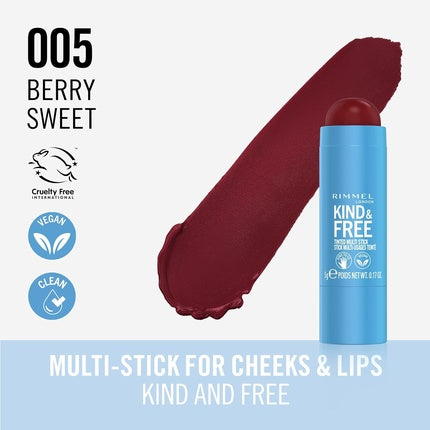 Rimmel London Kind & Free Tinted Multi Stick, 005 Berry Sweet, 5g