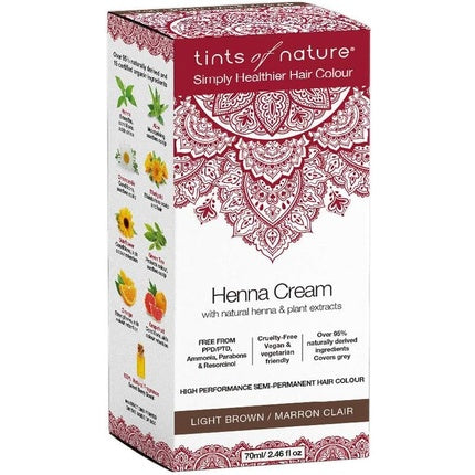 Tints of Nature Henna Cream Hair Dye, Light Brown, Ammonia-Free, 70ml