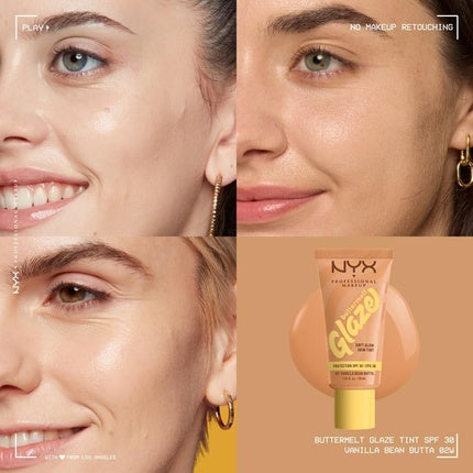 NyX Professional Makeup Buttermelt Glaze Soft Glow Skin Tint, SPF 30, 02 Vanilla Bean Butter