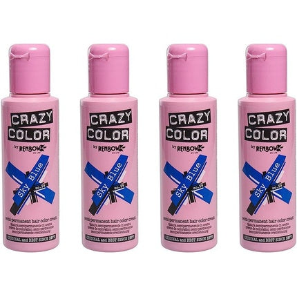 Vopsea Păr Semi-permanentă, Crazy Color, Sky Blue No.59, 100ml (Set de 4)