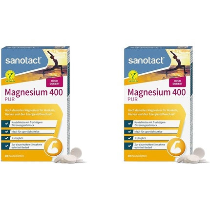 Sanotact Magnesium 400mg PUR Vegan, comprimate masticabile, 30 buc
