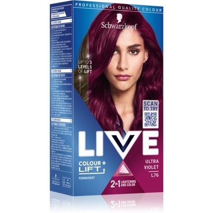 Vopsea de păr permanentă Schwarzkopf LIVE Colour + Lift L76 Ultra Violet, 1 bucată