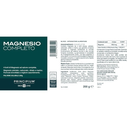 Biosline Magnesio Completo, Supliment Alimentar cu Magneziu, Vitamine B6 și B12, 200g