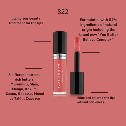 Serum de buze Eva Garden 822 Red Orange 0.17 Oz, ambalaj transparent cu capac negru