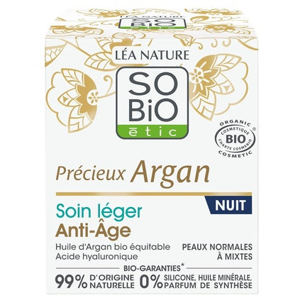 Cremă de noapte Anti-Aging cu Ulei de Argan, So'bio Étic, 50ml
