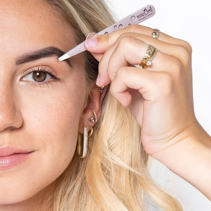 Tijă Herome Precision Tweezers, Roz, Oțel inoxidabil, Vârf plat