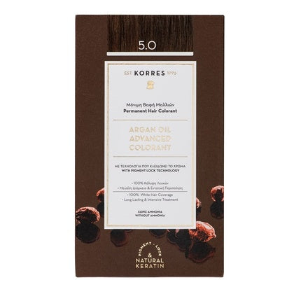 Vopsea de păr fără amoniac, Korres, Argan Oil, castaniu deschis
