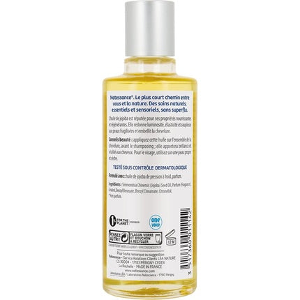 Ulei natural de jojoba, Natessance, 100ml, sticlă transparentă