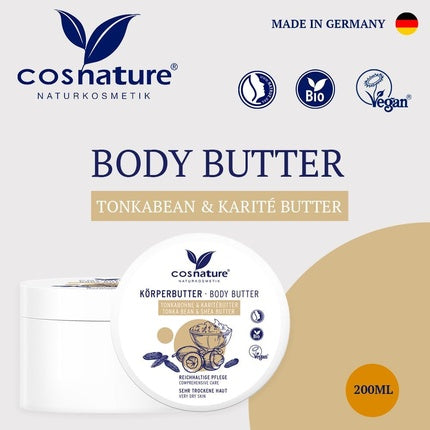 Cosnature Body Butter Tonka Bean, Karité, 200ml, cremă hidratantă