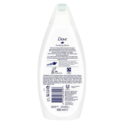 Gel de duș Dove, Purifying Detox, argilă verde, 450ml