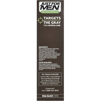 Șampon Just For Men pentru acoperirea părului alb, Natural Real Black, 113 g