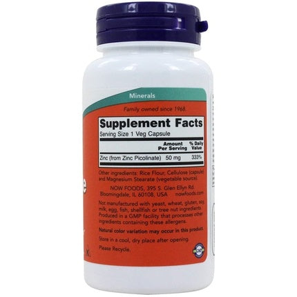 Zinc Picolinate, Now Foods, 50mg, 120 Veg Capsules