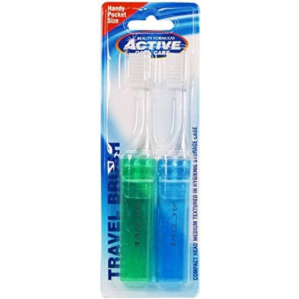 Periuță de dinți cu capă, Beauty Formulas, set 2 buc., verde și albastru