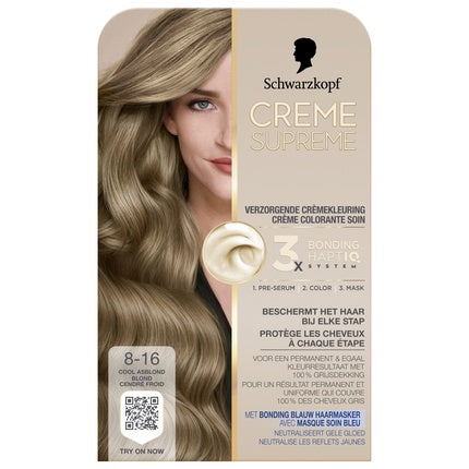 Vopsea de păr Schwarzkopf Creme Supreme, culoare 8-16 Ash Blonde