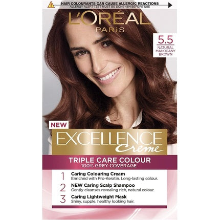 Vopsea Permanentă pentru Păr, L'Oréal Paris, Excellence Crème, 5.5 Natural Mahogany Brown