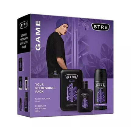 Str8 Game Set Parfum Deodorant Spray 50ml și 150ml, cutie cadou cu design modern, culoare mov