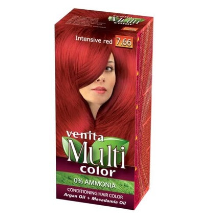 Venița Multicolor Hair Dye 7.66 Intense Red, Ulei de Argan + Ulei de Macadamia
