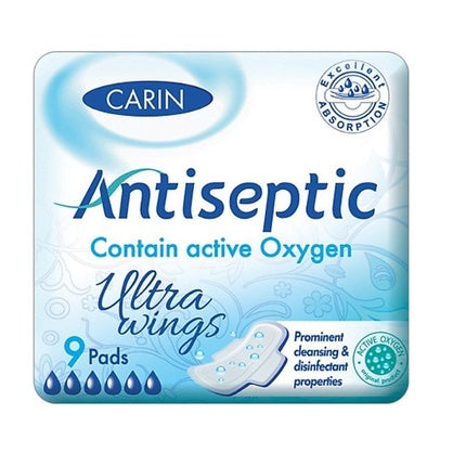Servetele Sanitare Carin Antiseptic Ultra Wings, 9 Bucăți