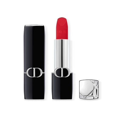 Ruj de buze Christian Dior Dior Rouge Long Wear Velvet Lipstick, culoare roșu vibrant, textură catifelată