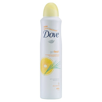 Deodorant Dove Go Fresh Grapefruit, aerosol, 120 g, design alb cu galben
