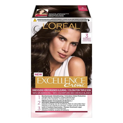 Vopsea de păr, L'Oréal Paris, Excellence, castaniu închis