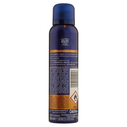 Neutro Roberts Men's Dry Antiperspirant, Deodorant spray pentru piele sensibilă, 150ml, gri