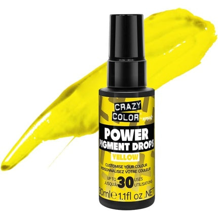 Culoare de păr Crazy Color Power Pigment Drops Yellow, 30ml, concentrat intens