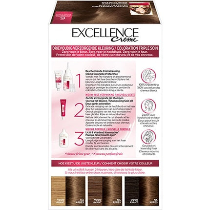 Vopsea de păr, L'Oréal, Excellence Cream Dark 6, culoare închisă