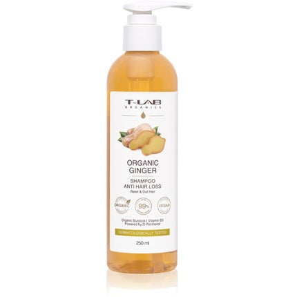 Șampon Anti-Cădere Păr, T-Lab Organics, Ghimbir Organic, 250 ml, Ambalaj cu Pompă