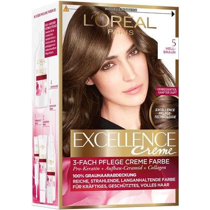 Vopsea de păr L'Oréal Paris Excellence Creme 5 Light Brown, 172ml