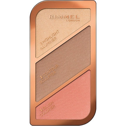Paleta Highlighter Rimmel Sculpting 3-tone Coral Glow, 18.5g