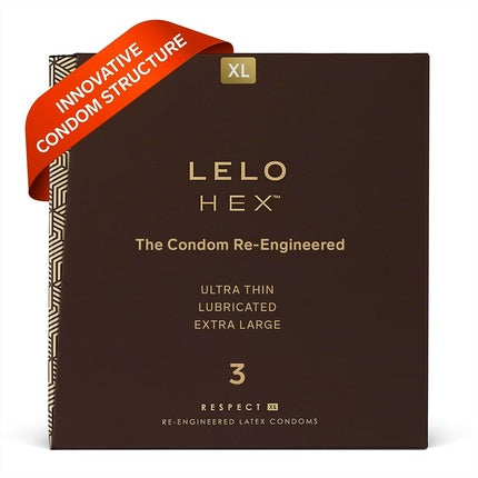 Prezervative Lelo HEX Respect XL, extra rezistente, pachet 3 buc