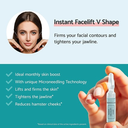 Ampule Remescar Instant Facelift V-Shape - Tehnologie Microneedling, Formula cu Peptide