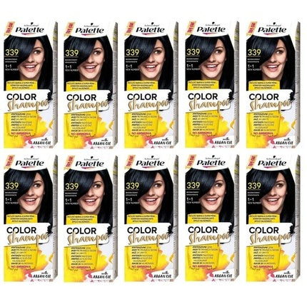 Vopsea de păr Schwarzkopf Palette Color Shampoo 11 339 Blue Black, 10 buc