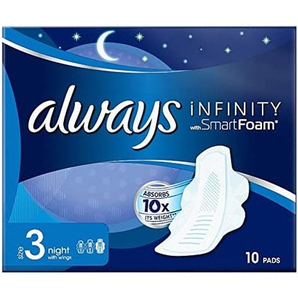 Șervețele Sanitare cu Aripioare Always Infinity Night, Mărimea 3, Pachet 10 buc