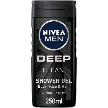Gel de duș Nivea Men, Deep Clean 250 ml, Microfine Clay, 3 în 1