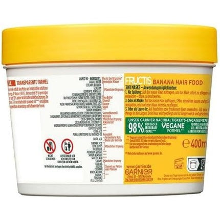 Mască de păr Garnier Fructis Banana Hair Food pentru păr uscat, 400 ml