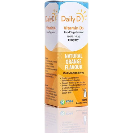 Spray vitamin D3, K Kora Healthcare Daily D, aromă portocală