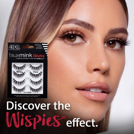 Ardell Faux Mink Wispies Gene False Sintetice Vegan, Negre, Set de 4 Bucăți