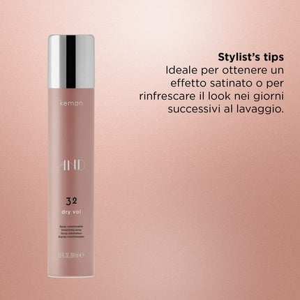 Spray de păr, Kemon, AND 32 Dry Vol, 200ml, roz