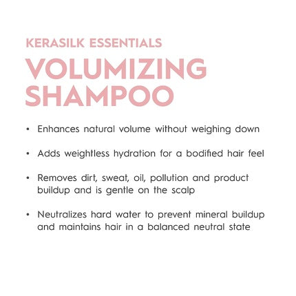 Șampon Kerasilk Essentials Volumizing, 750ml, roz, cu pompă