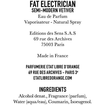 Eau De Parfum Etat Libre D'Orange Fat Electrician Semi-Modern Vetiver